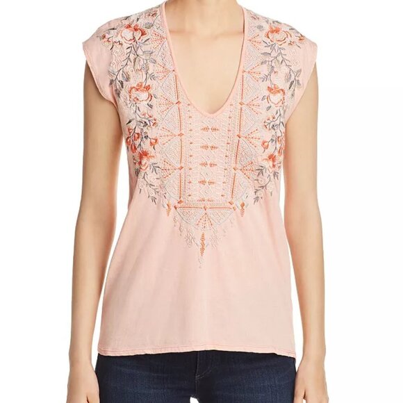 Johnny Was Calida Embroidered Cap-Sleeve Top Sz XS - Picture 1 of 5
